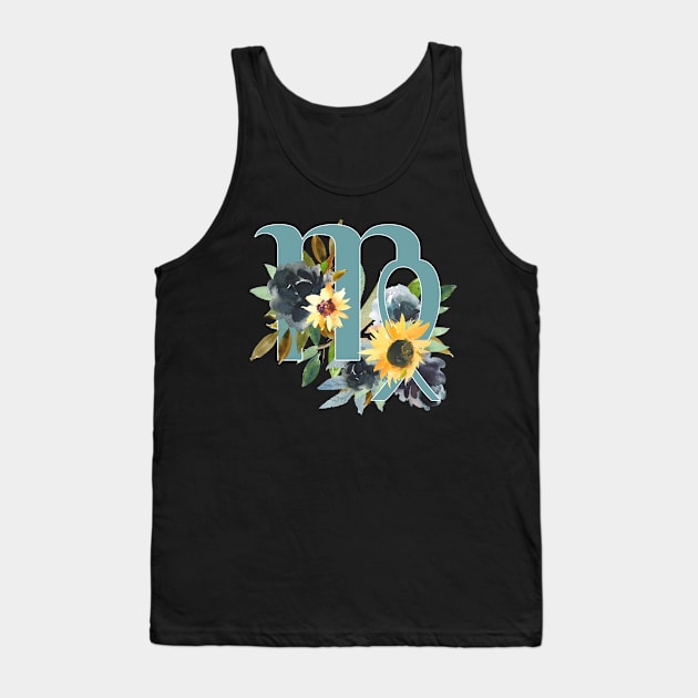 Virgo Horoscope Zodiac Blue Sunflower Design Tank Top by bumblefuzzies